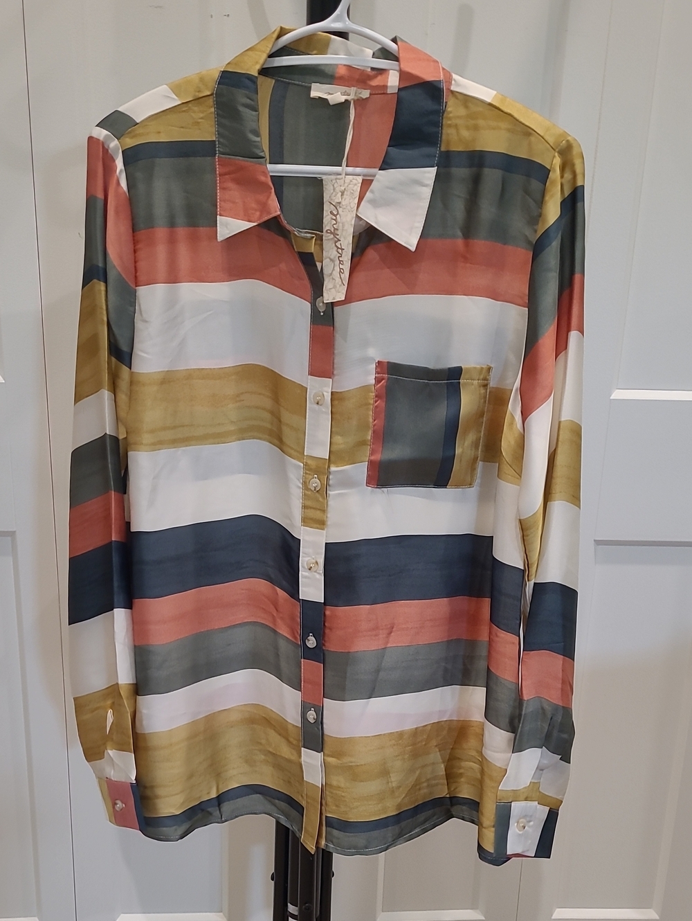 Mystree Multicolor Horizontal Stripe Button-Down Shirt